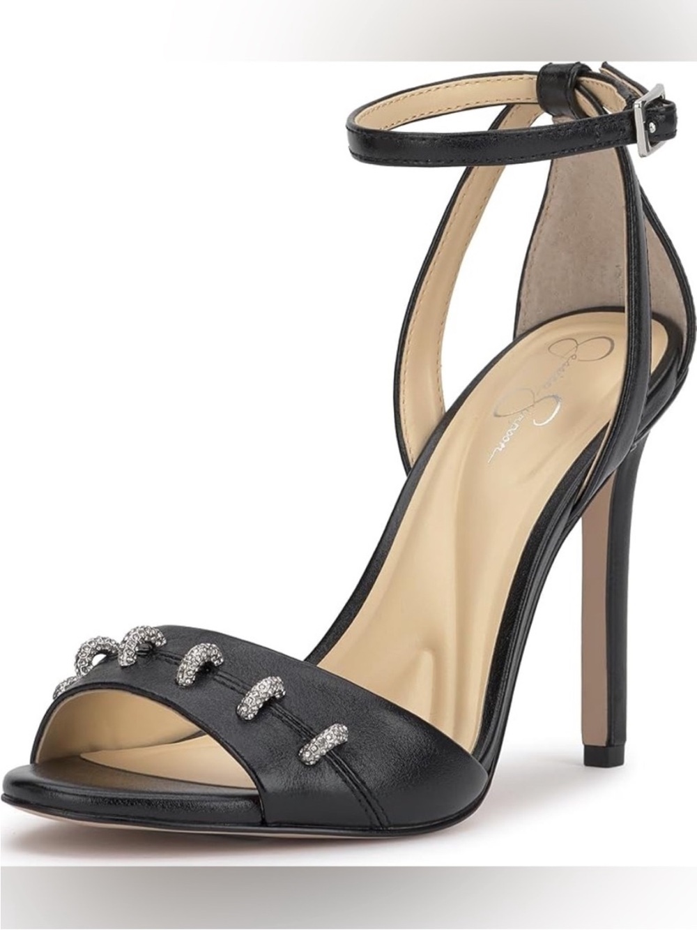 Jessica Simpson Juminee Black Open-Toe Sandal w/Crystal Accents Sz 9.5 NWB